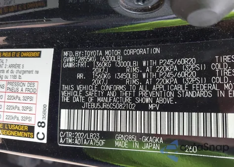 2012 Toyota 4Runner Limited from USA, damaged, VIN JTEBU5JR6C5082102